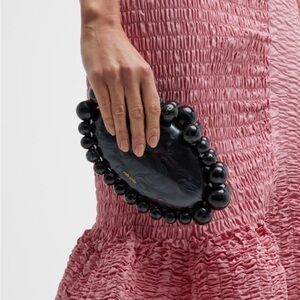 NWT Cult Gaia Jaya Black Acrylic Beaded Clutch Bag
